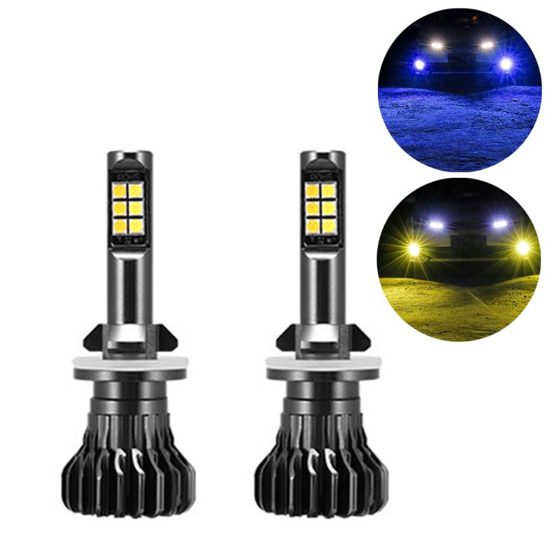 Set 2 Bóng Đèn Led Sương Mù Hai Màu H1 H3 880 881 Cho Xe Hơi