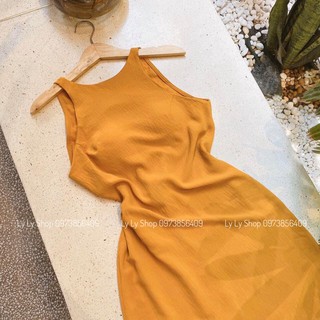 Đầm MiDi Nơ Lưng Vàng / Đen M01