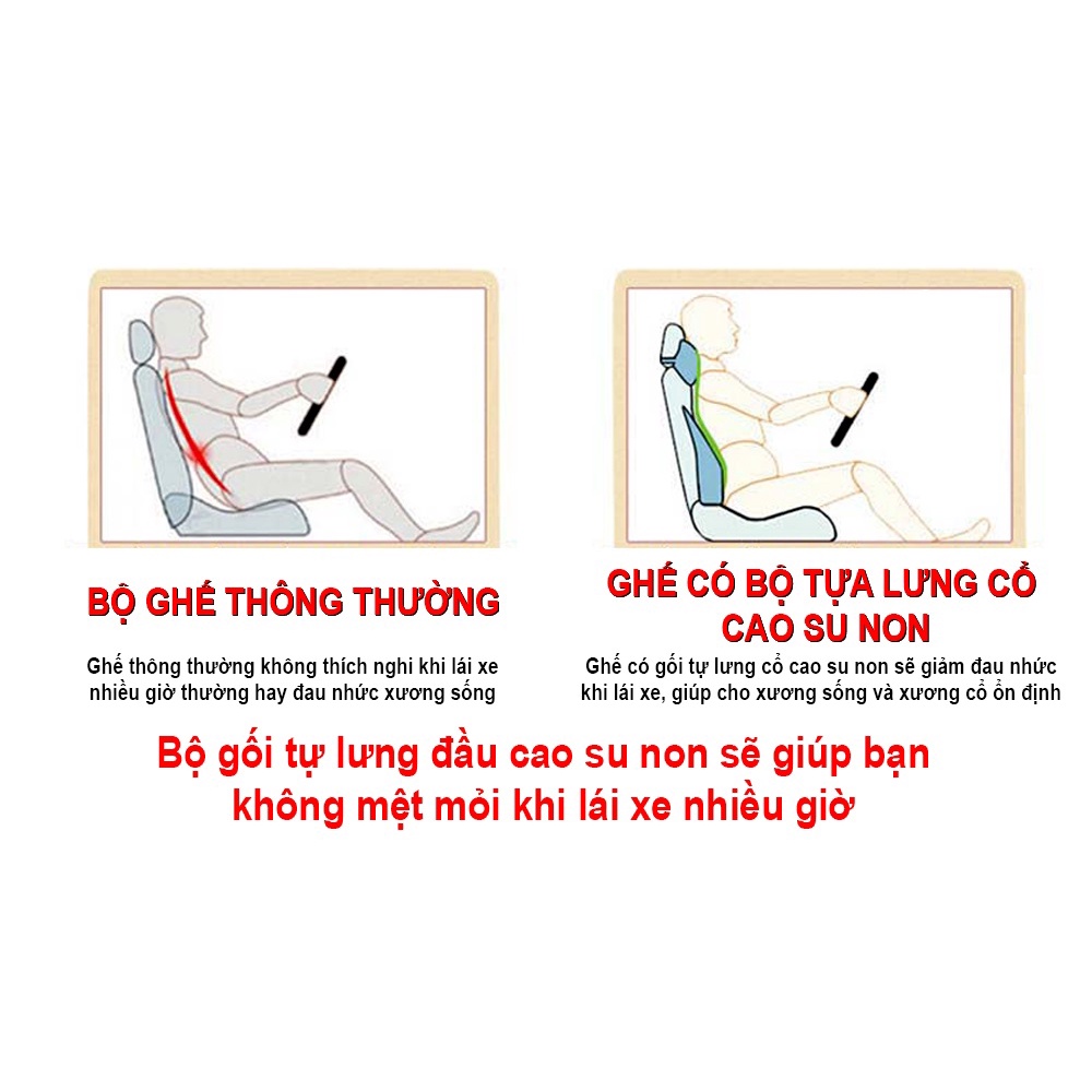 Gối tựa lưng ô tô B09 chất liệu cao su non hoạt tính