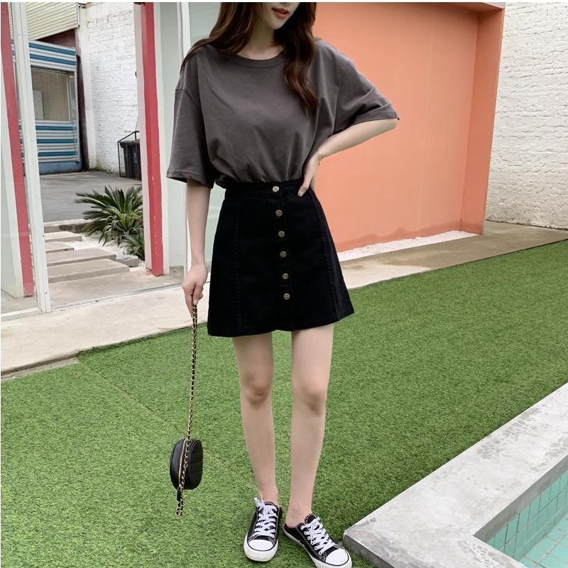 Chân váy jean Chữ A Lưng Cao Thời Trang Mùa Hè Hàn Quốc Mới