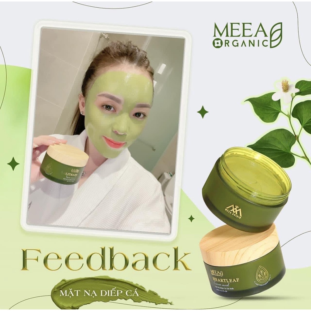 Mặt nạ diếp cá trắng da Meea Organic chính hãng dưỡng trắng mịn da, chống lão hoá da, mờ thâm nám, hết mụn