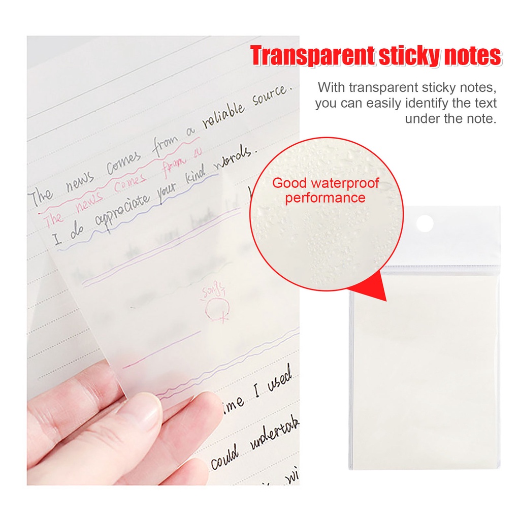 Set 50 Tờ Giấy Ghi Chú Trong Suốt Tự Dính Dùng Ghi Chú Tiện Lợi