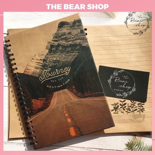 Sổ tay ghi chép vintage- handmade- Cute có dòng kẻ khổ A5 bìa cứng giấy kraft mẫu Journey- Tặng kèm Bookmark