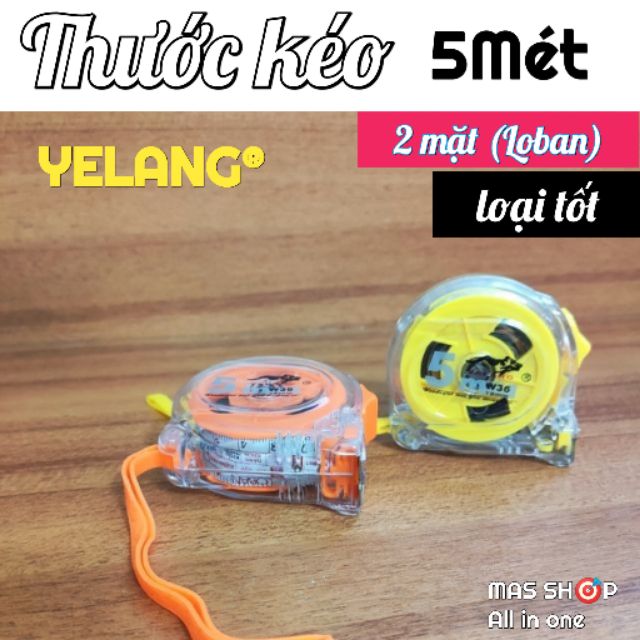 THƯỚC KÉO LỖ BAN 2 MẶT CAO CẤP YELANG / Chất liệu thép không gỉ - Vỏ nhựa cứng trong suốt thẩm mỹ