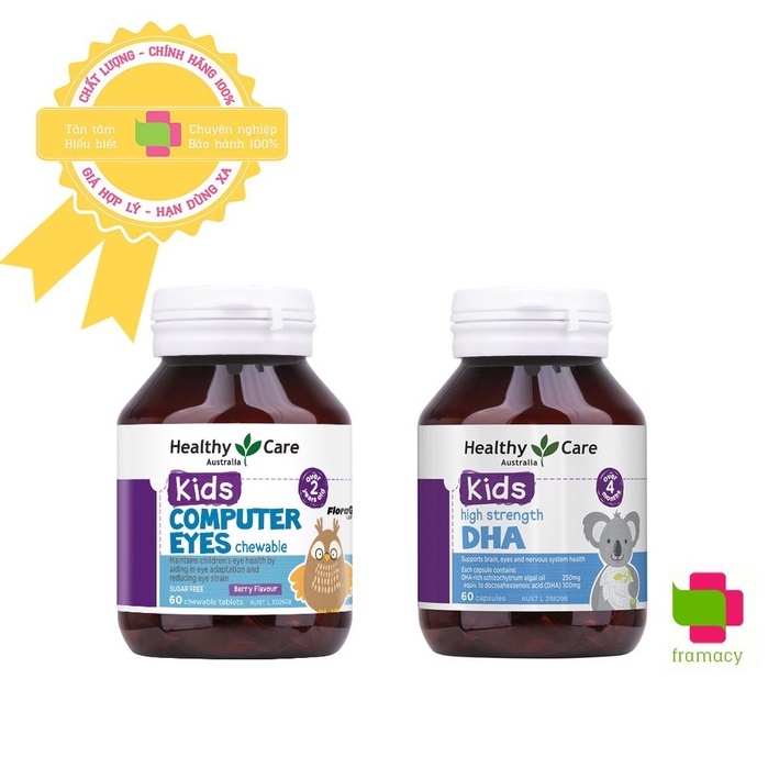 Viên uống bổ sung DHA Healthy Care Kid’s High DHA, Úc (60 viên) bổ sung omega-3 cho trí não bé từ 4 tháng tuối