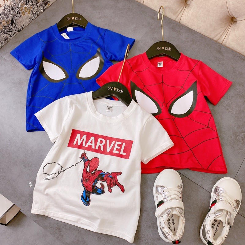 Áo phông siêu nhân nhện cho bé trai áo thun bé trai 8-18kg Củ khoai tây shop chất liệu cotton thoáng mát