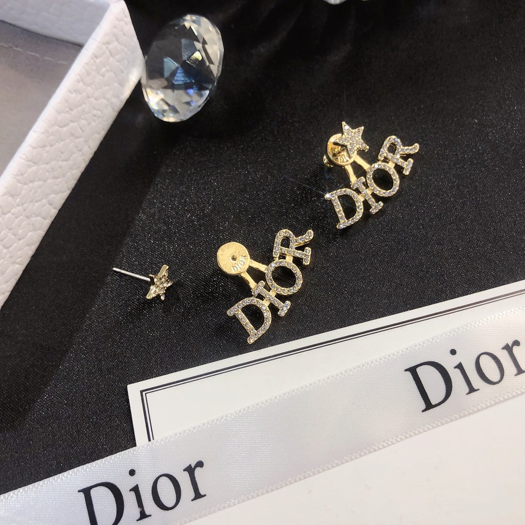 Đôi khuyên tai hình chữ Dior đính kim cương giả thời trang cho nữ