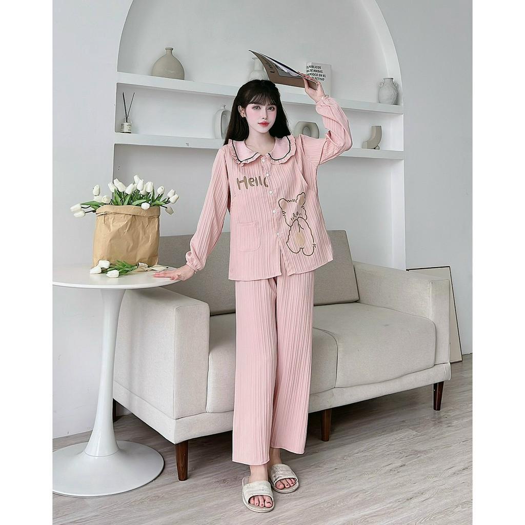 Bộ bầu bèo dài tay gân - hàng có khóa cho con ti-Hàng loại 1- họa tiết siêu đẹp- quần có chun chỉnh - freesize 43-68kg