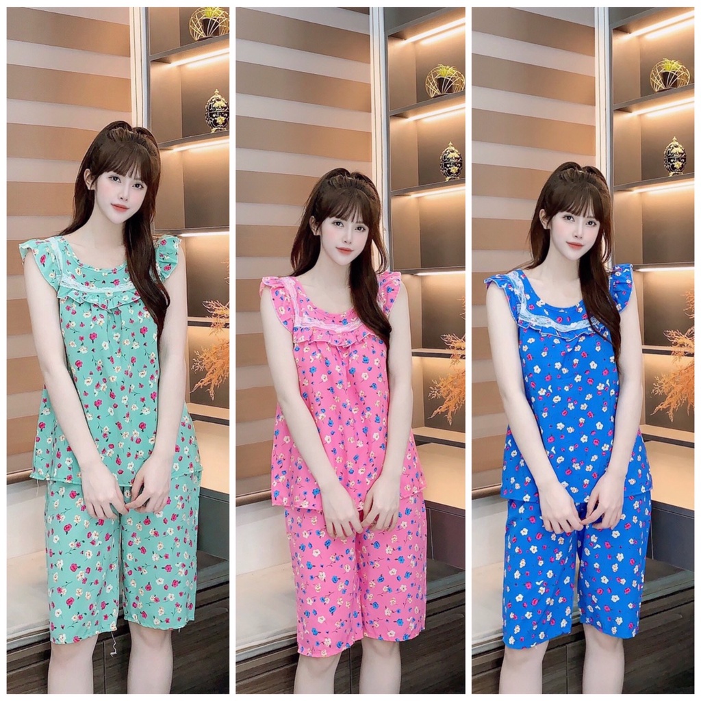 [3 size 46-70kg] Đồ bộ LỤA BÔNG CỔ PHỐI REN VUÔNG VẢI LỤA MỀM MÁT KHÔNG NHĂN SIÊU DỄ THƯƠNG