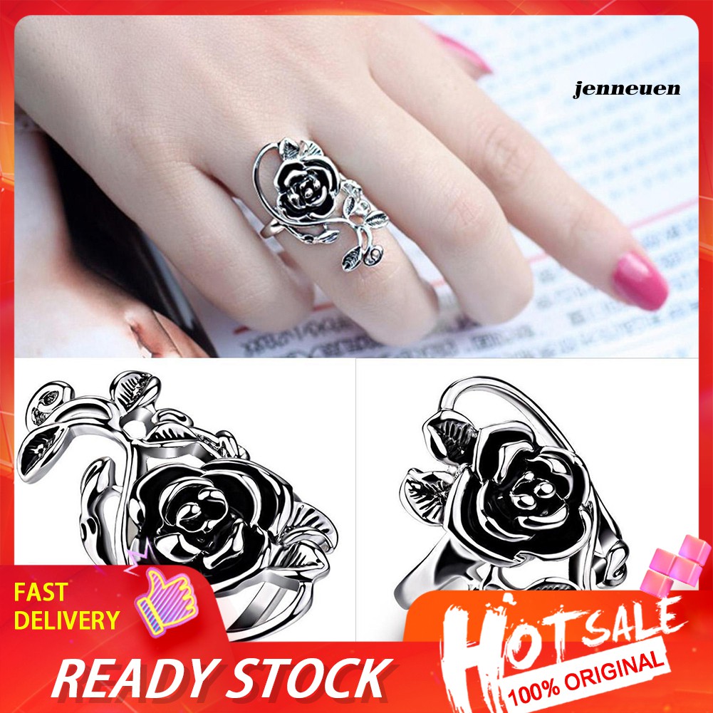 Nhẫn hợp kim hình hoa hồng phong cách gothic dành cho nữ