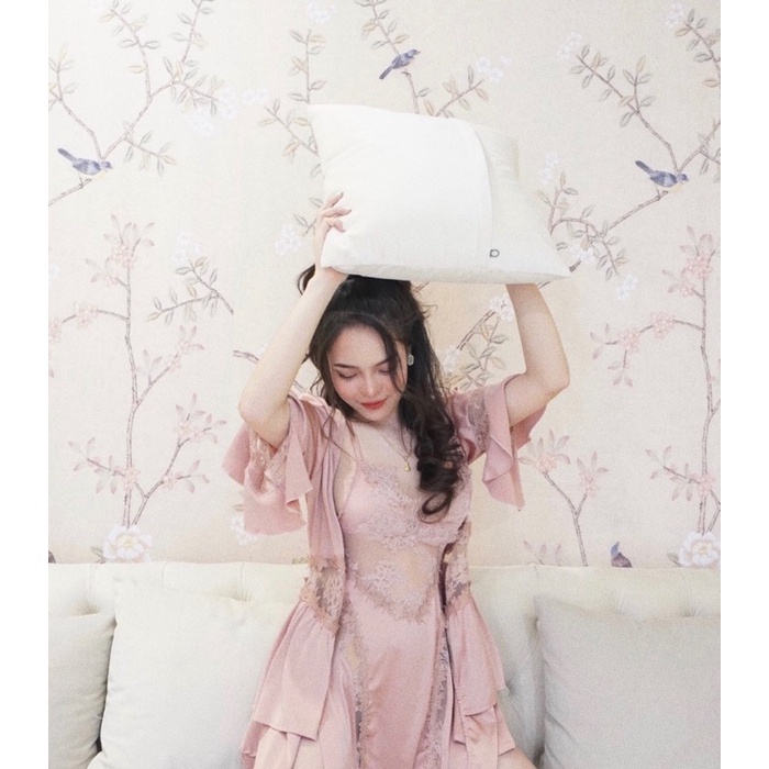 BÁN SỈ _ Set váy ngủ + áo choàng ngủ  lụa Quảng Châu phối ren sexy gợi cảm SP060