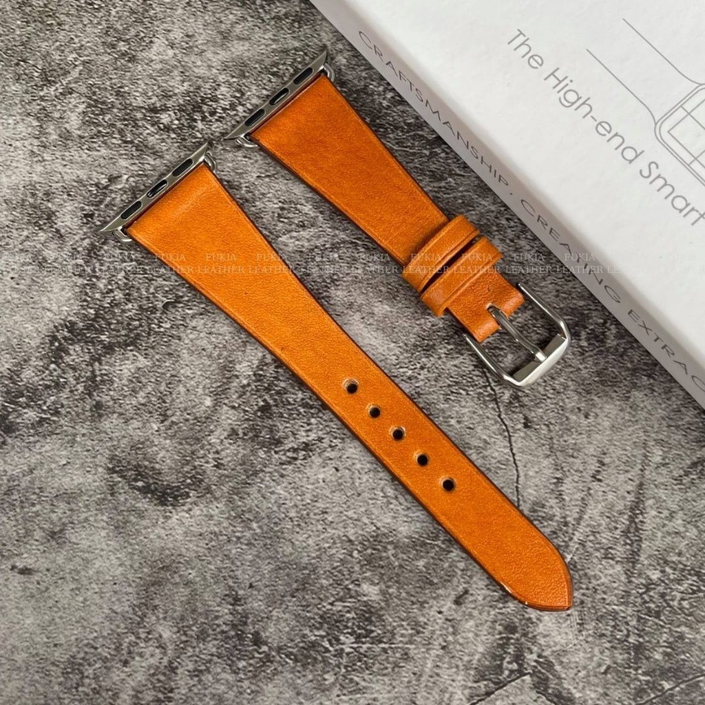 Dây da thủ công bản nhỏ Swift Nâu Vàng dành cho Apple Watch Series 1/2/3/4/5/6/7/SE, đồng hồ thông minh, đồng hồ cơ