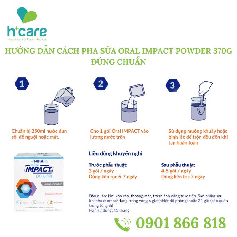 Sữa bột Nestle Oral Impact Powder 370g - Giải pháp dinh dưỡng miễn dịch cho bệnh nhân ung thư, trước và sau phẫu thuật