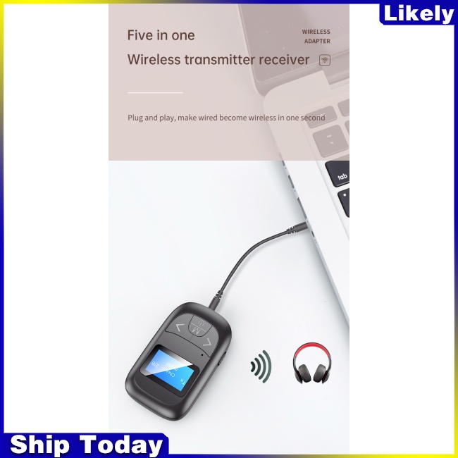 Bộ Thu Phát Bluetooth T14 5.0 2 Trong 1 Có Màn Hình Hiển Thị Giắc Cắm 3.5mm