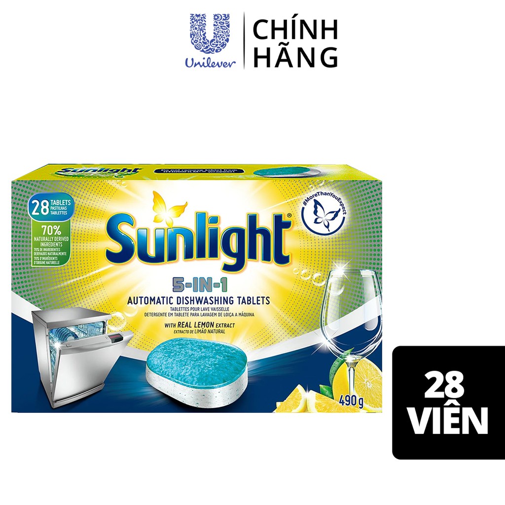 Hộp Viên Rửa Chén Sunlight 5 in 1 Dành Cho Máy Rửa Chén (28 Viên/Hộp)