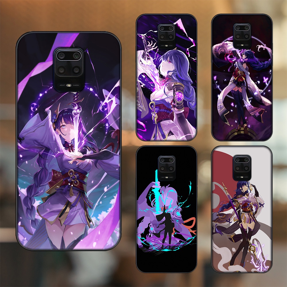 Ốp lưng Xiaomi Redmi Note 9s, Note 9 Pro viền đen in hình Raiden Shogun Genshin Impact