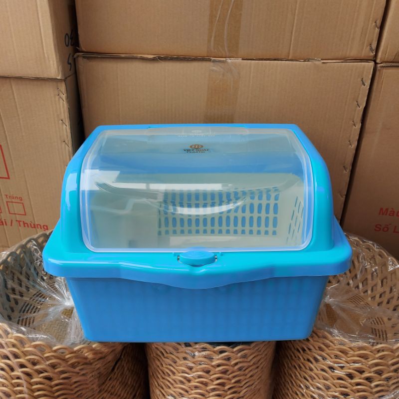 Kệ chén dĩa Việt Nhật có nắp đậy kèm khay đựng đũa thìa 5568 nhỏ gọn tiện dụng cho căn bếp mọi nhà tại gia dụng Du Thủy
