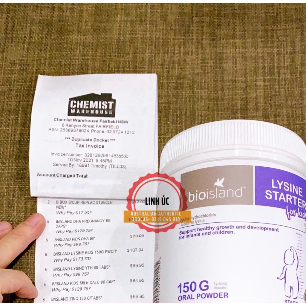 Bột tăng chiều cao Bioisland Lysine starter for kids, Hàng Chuẩn Úc