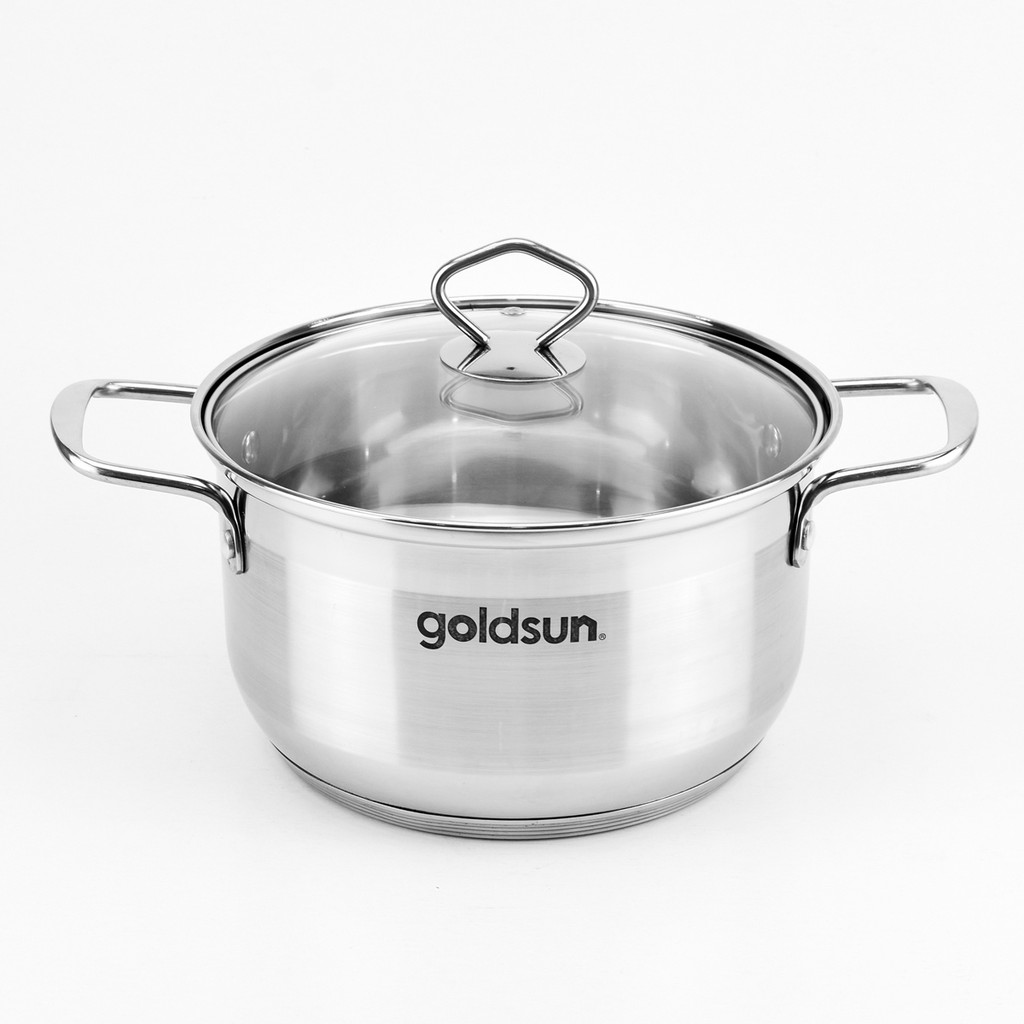 Bộ Nồi Inox Goldsun 5 Đáy GE42-3506SG - Dùng Được Cho Bếp Từ - Hàng Chính Hãng Goldsun