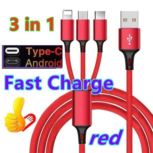 Cáp Sạc Nhanh 3 Trong 1 Cổng USB Cho Điện Thoại