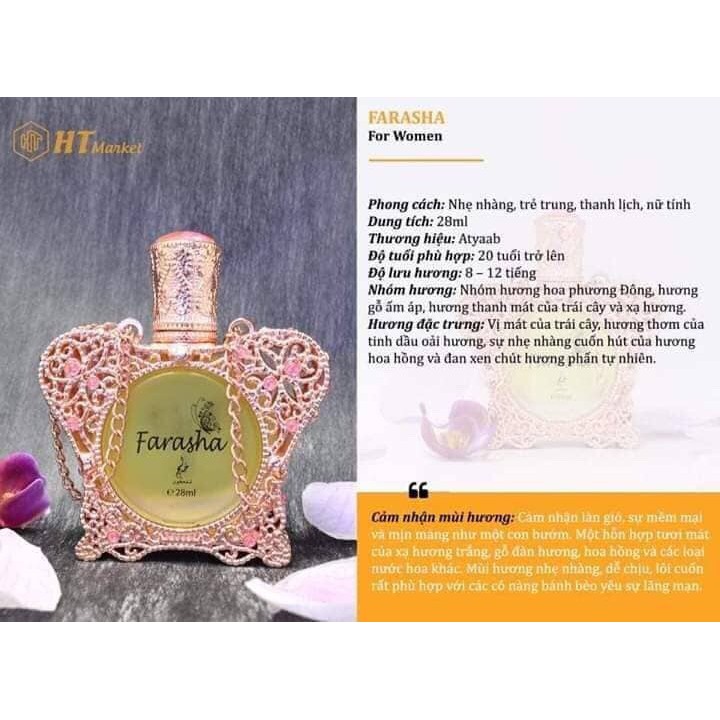 【HOT】☣ Tinh Dầu Nước Hoa Nội Địa FARASHA 28ml