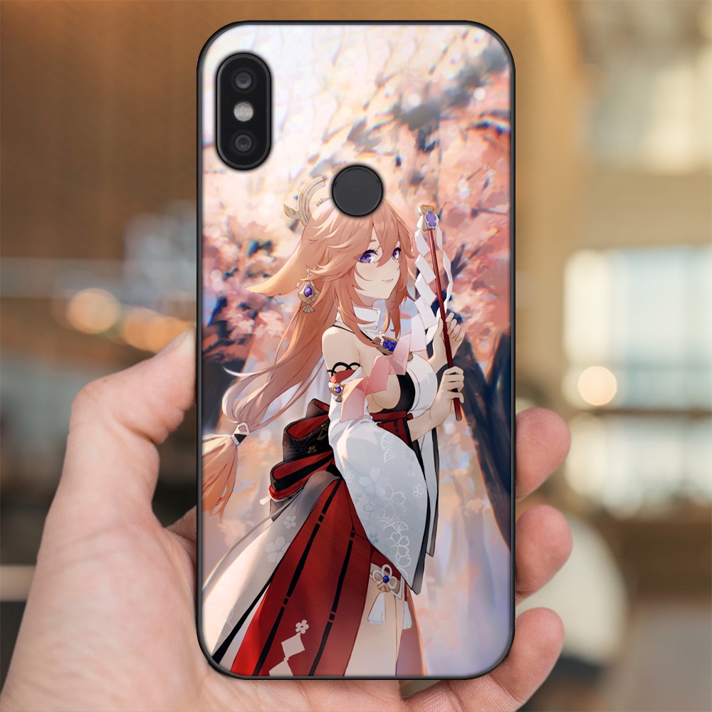 Ốp lưng Xiaomi Redmi Note 5, Note 5 Pro viền đen in hình Yae Miko Genshin Impact