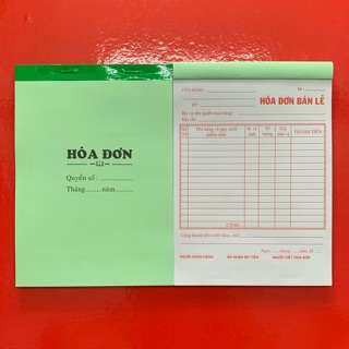 Hoá đơn bán lẻ 1 liên 1 cuốn 80 tờ (combo 10 cuốn)