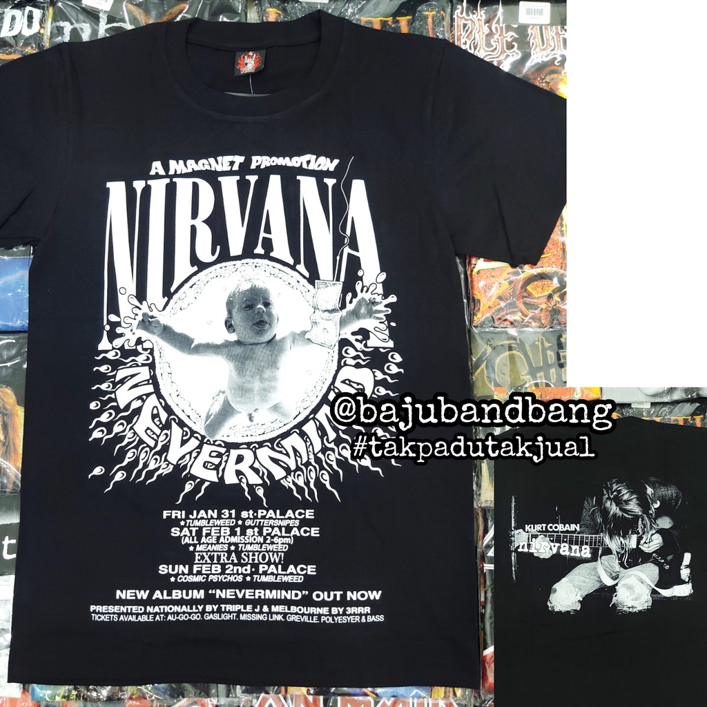 Nirvana nevermind khuyến mãi nam châm baju band tshirt rock metal vintage | Đá nóng | Rock band tee lelaki black large plus size xs-xxxl 100% cotton dành cho nam giới quà tặng sinh nhật thông thường