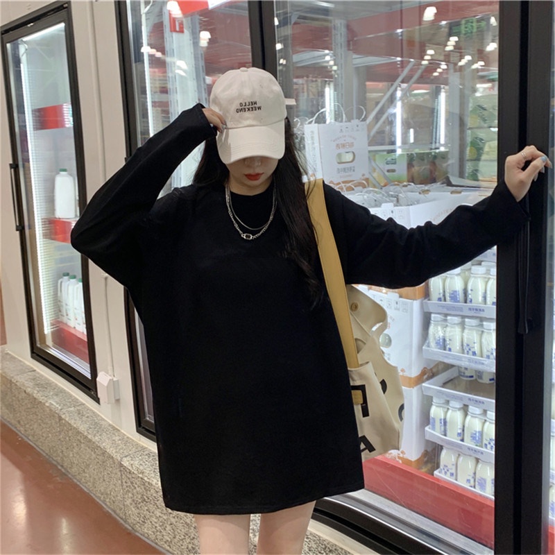 NRVP Áo Thun Nữ Dài Tay Dáng Rộng Thời Trang Hàn Quốc