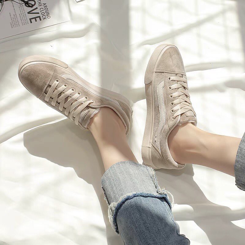 (Hàng Đẹp)Ảnh thật 4 hình cuối-Giày sneaker da lộn Ulzzang