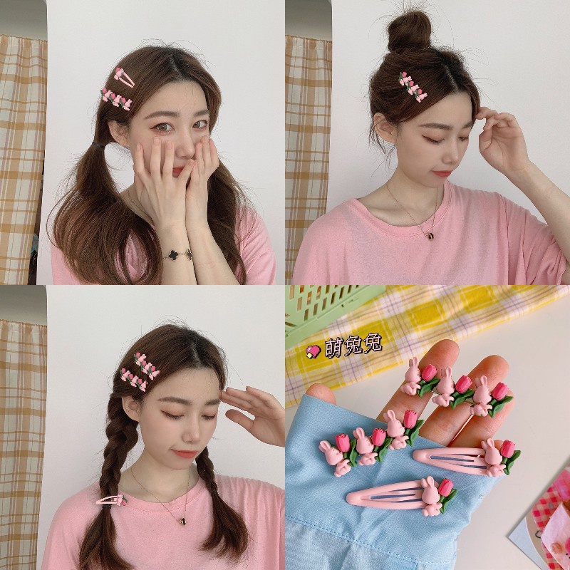Kẹp tóc hình hoa tulip xinh xắn phong cách Hàn Quốc