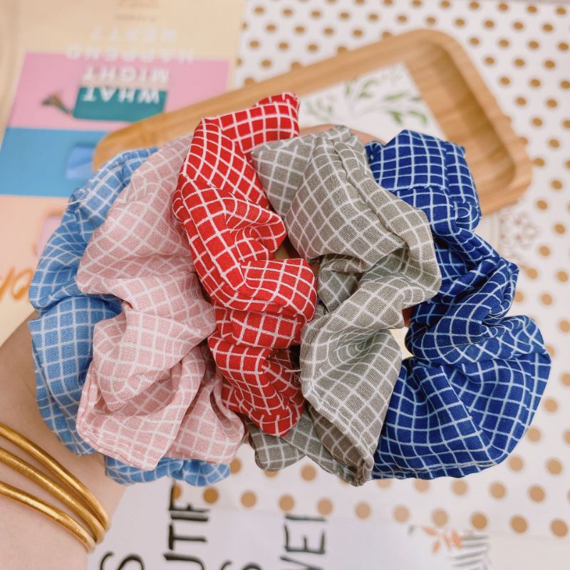 Set 5-6-7-8 dây buộc tóc, dây cột tóc vải scrunchies