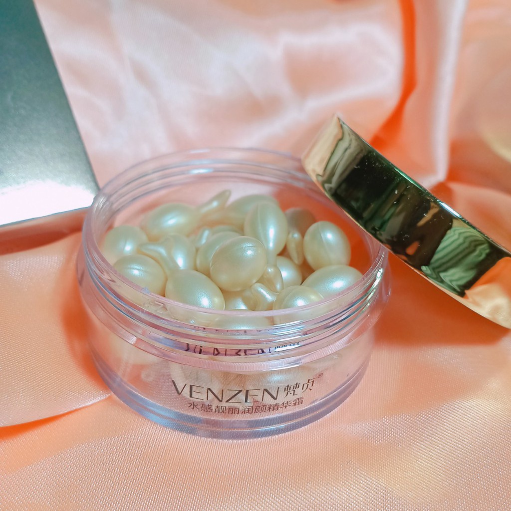 Venzen Tinh chất Hyaluronic Acid dạng viên nang dưỡng ẩm thu nhỏ lỗ chân lông nuôi dưỡng và phục hồi làn da