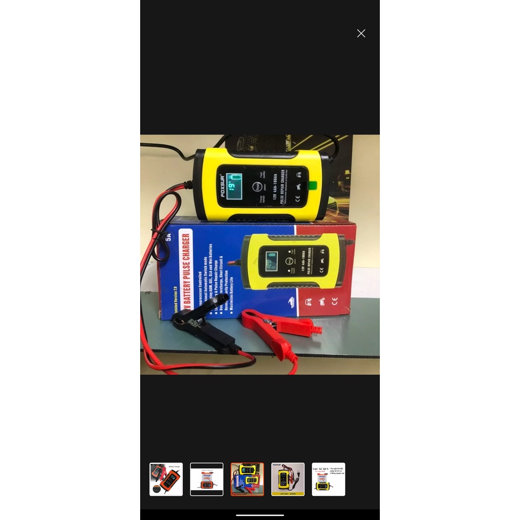 Sạc bình ắc quy 12V FOXSUR có khử sunfat phục hồi ắc quy tự ngắt thông minh chống ngược cực hàng cao cấp