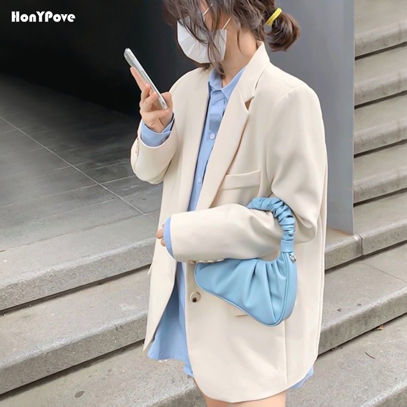 Honypove Áo khoác nữ dài tay dáng rộng thiết kế mới thời trang dành cho mùa xuân thu