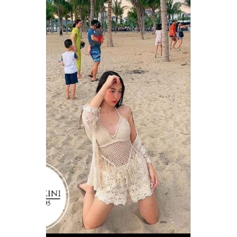 BIKINI ĐỒ BƠI NỮ 2 MẢNH LEN MÓC KÍN ĐÁO CHE BỤNG SEXY