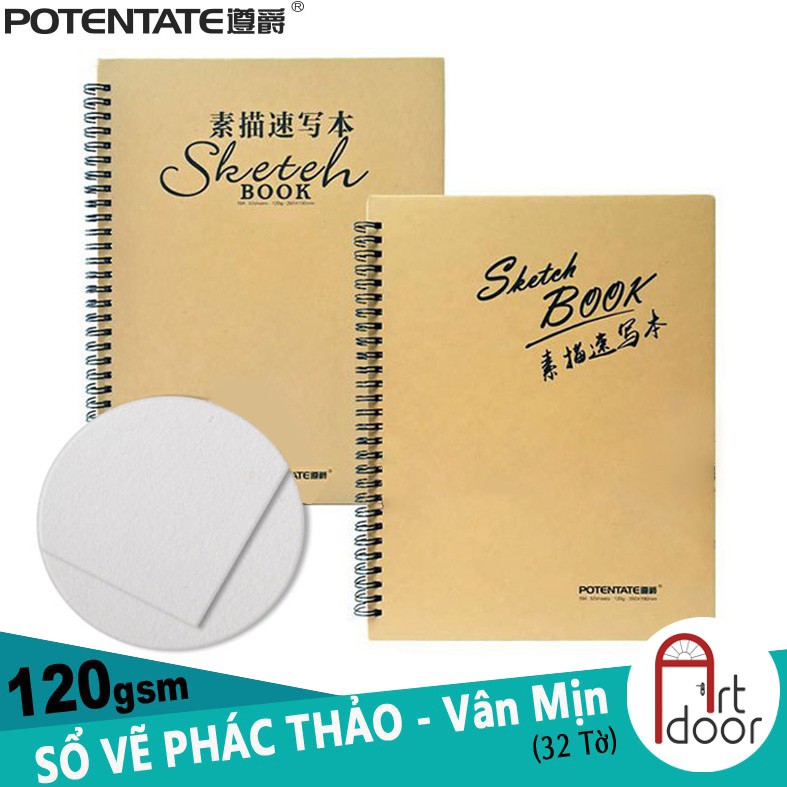 [ARTDOOR] Sổ vẽ Chì POTENTATE Ký Họa 120gsm A4,32 tờ (vân mịn)