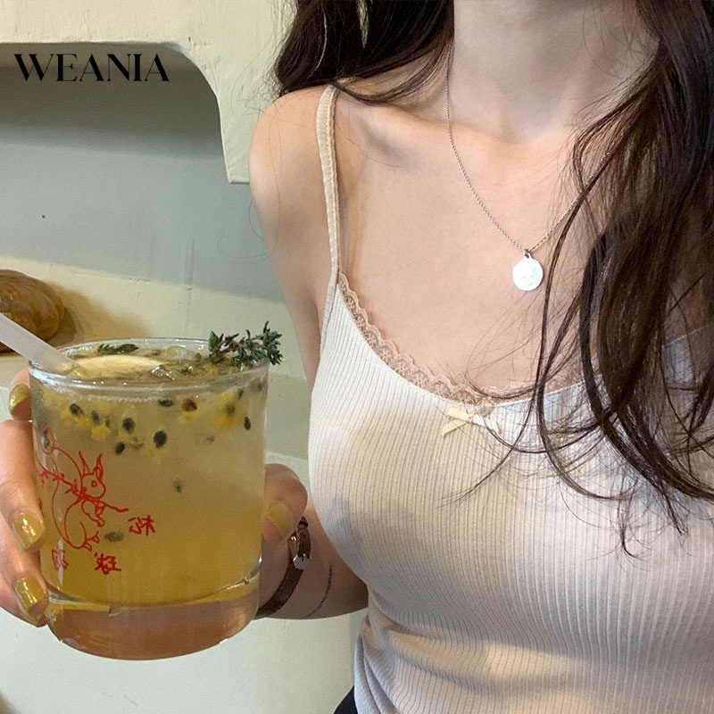 Áo hai dây WEANIA phối ren hoa thời trang mùa hè ngọt ngào cho nữ