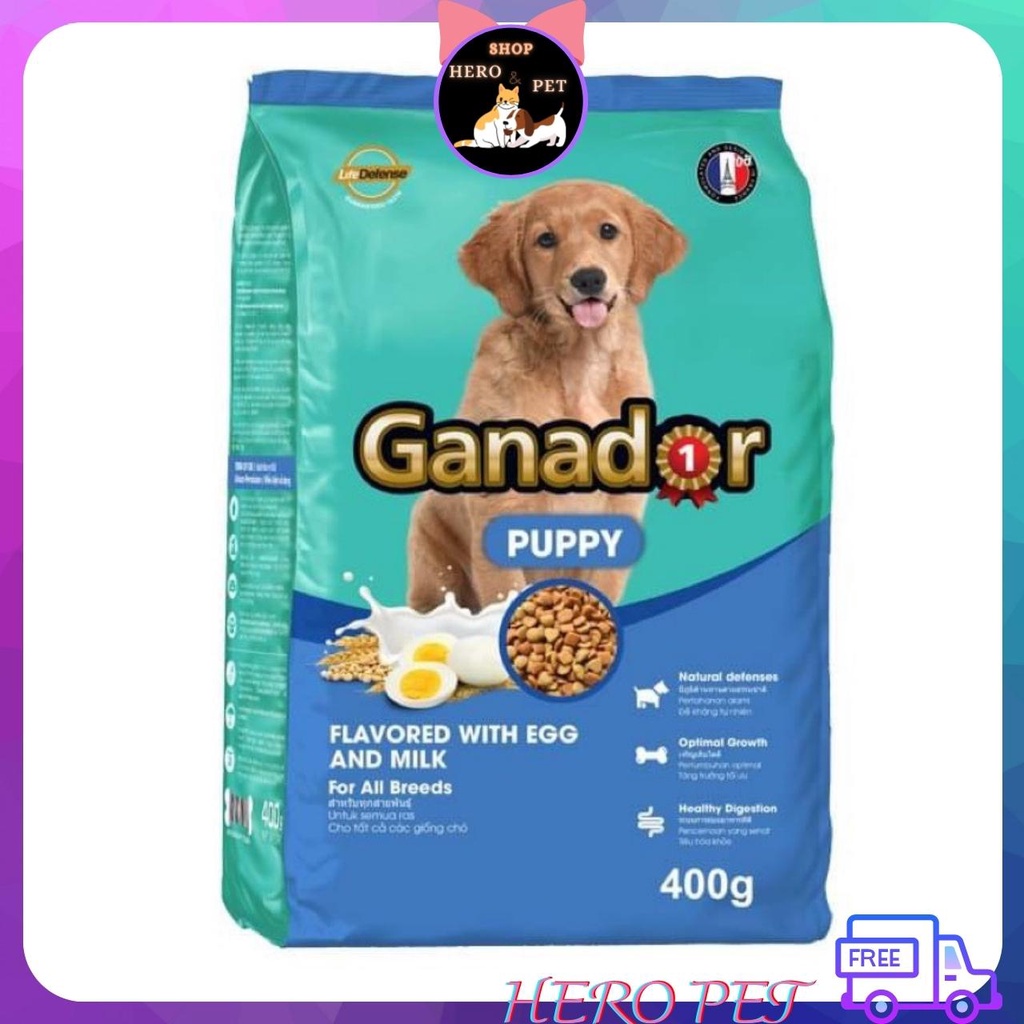 [Mã PET50K giảm Giảm 10% - Tối đa 50K đơn từ 250K] Thức Ăn Cho Chó Hạt Ganador 400g Nhiều Vị - Hero Pet