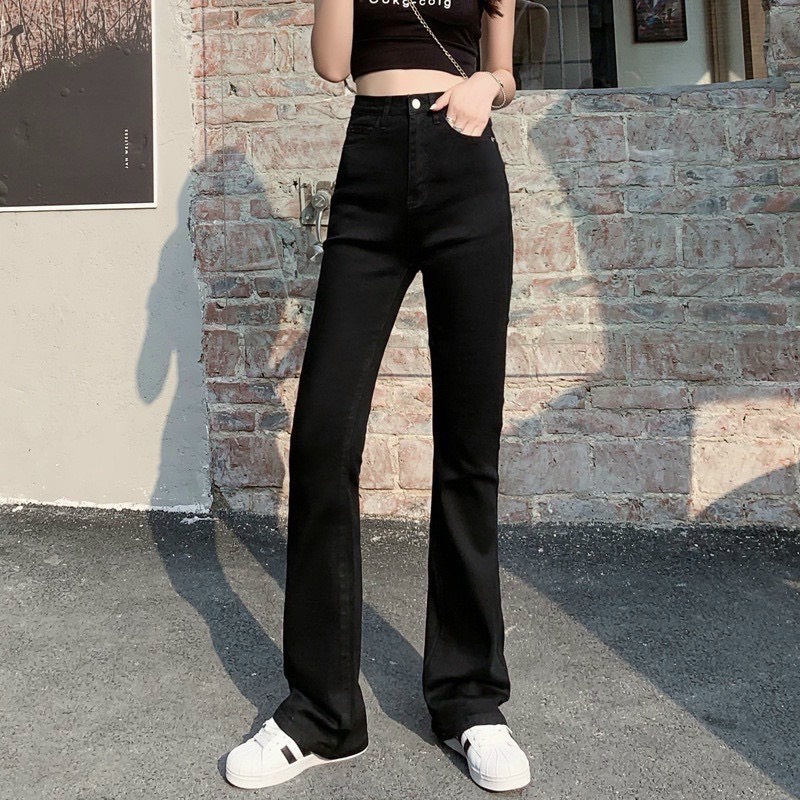 Quần jeans ống loe,quần bò lưng cao,chất jean co giãn-MaiThỏShop