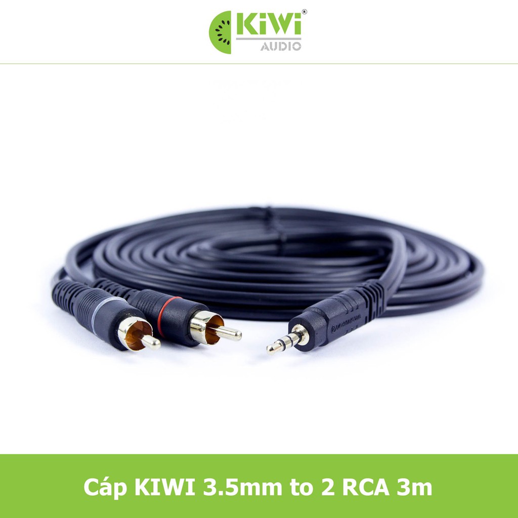 Dây audio Kiwi cao cấp 3.5 ra 2 AV hoa sen bằng đồng
