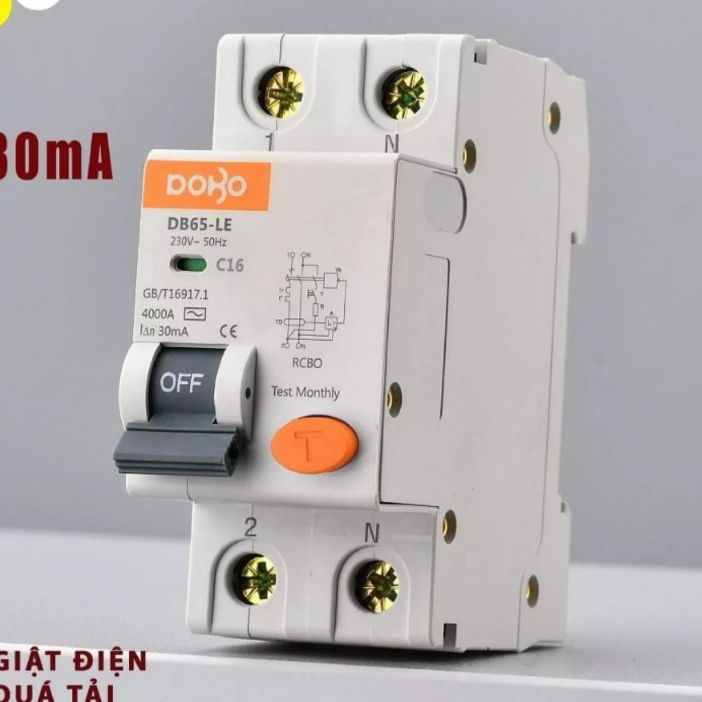 [DoBo] Cầu dao chống điện giật - Aptomat chống giật RCBO 30mA