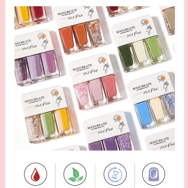 Set 3 chai sơn móng tay Maycreate Nail Polish 4g*3 Senabeauty