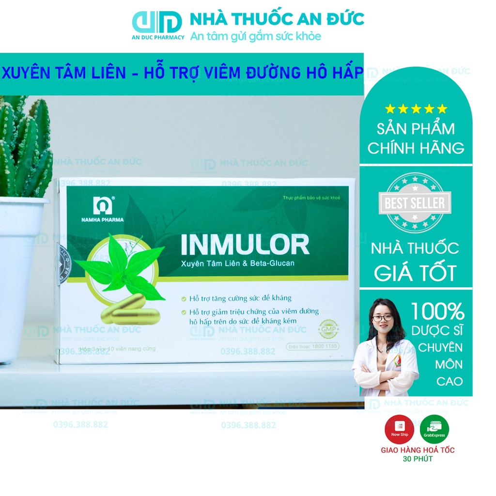 Tăng Đề Kháng Xuyên Tâm Liên Inmulor Betaglucan, hộp 30 viên – Nhà thuốc An Đức