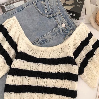 ÁO LEN KẺ NGANG CROPTOP