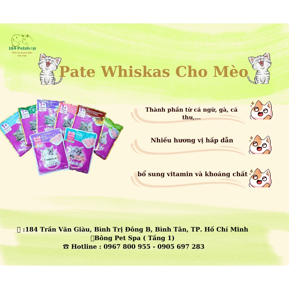 Pate Whiskas Dinh Dưỡng Đủ Vị Cho Mèo