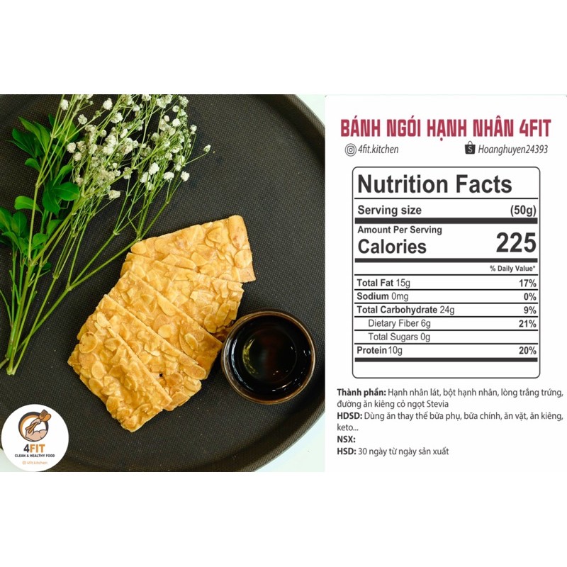 Bánh keto, Bánh ngói hạnh nhân 4FIT ăn kiêng, keto, giảm cân, eatclean | BigBuy360 - bigbuy360.vn
