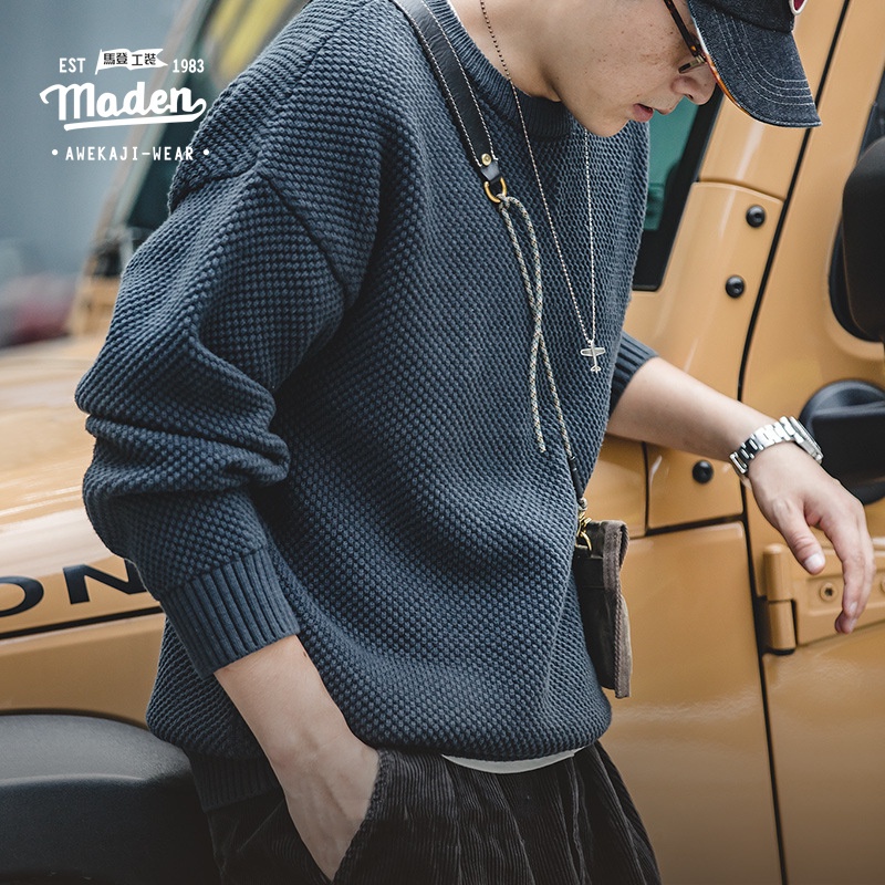 Áo sweater Maden chất vải dày họa tiết trái dứa kiểu Nhật Bản cổ điển cho nam