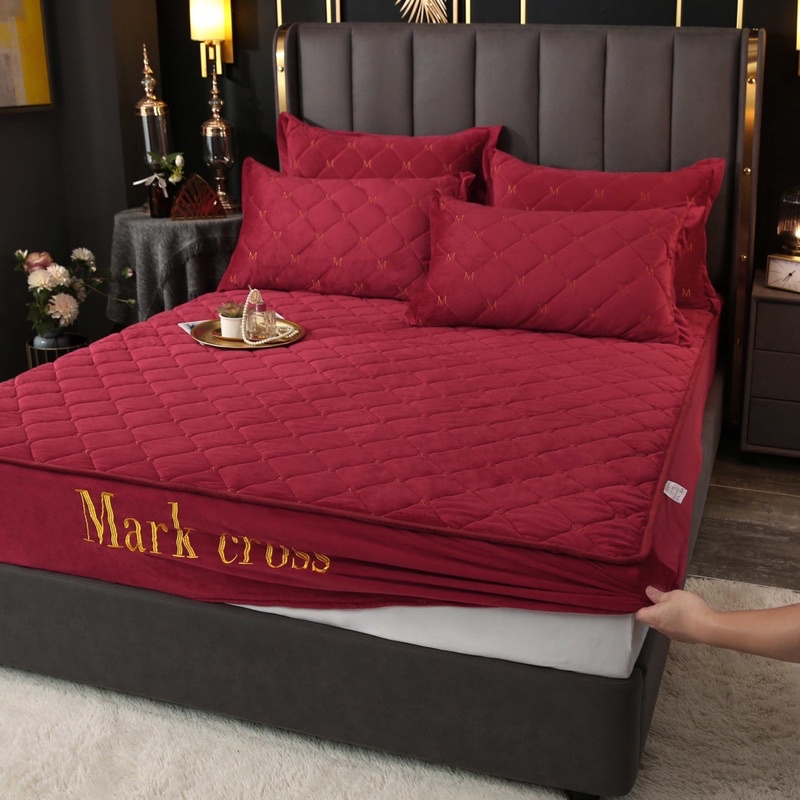 Ga gối nỉ nhung trần bông cao cấp dày dặn nhập khẩu ,Ga gối trải giường cao cấp ấm áp