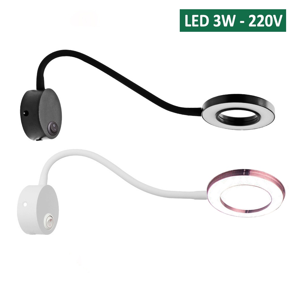 Đèn Led gắn tường đầu giường, Đèn đọc sách và làm việc 3W - 200V, Trang trí phòng ngủ, khách sạn, soi tranh
